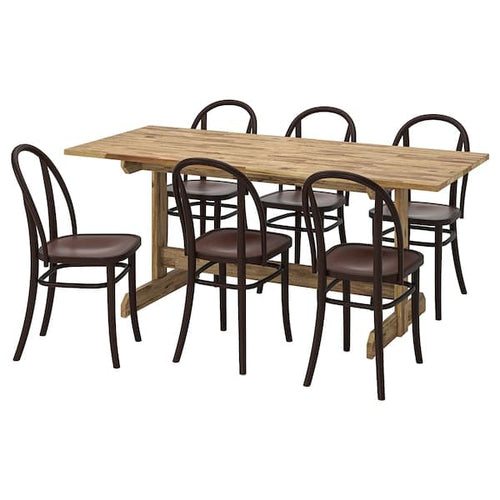 NACKANÄS / SKOGSBO - Table and 6 chairs, acacia/dark brown, , 180 cm