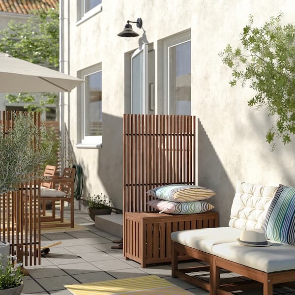 NÄMMARÖ - Storage box and privacy screen, outdoor/light brown stained, 80x68x140 cm - best price from Maltashopper.com 29491229