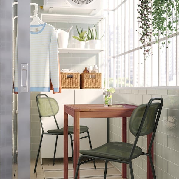 Ikea NÄMMARÖ / ENSHOLM - Table and 2 chairs, outdoor light brown stained/green, 75 cm