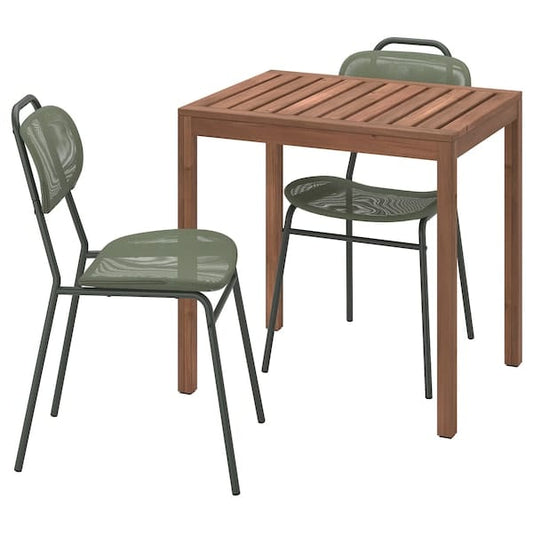 Ikea NÄMMARÖ / ENSHOLM - Table and 2 chairs, outdoor light brown stained/green, 75 cm