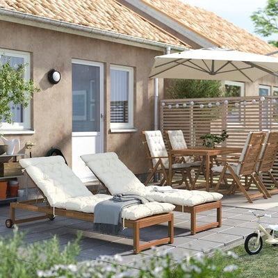 NÄMMARÖ - Sun lounger, outdoor mordant light brown/Kuddarna beige , - best price from Maltashopper.com 59491223