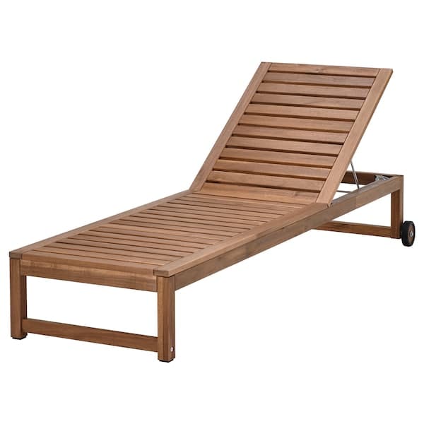 NÄMMARÖ - Sun lounger, outdoor light brown stained