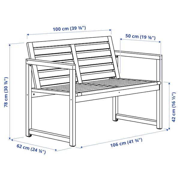 NÄMMARÖ - Bench with backrest, outdoor, light brown stained - best price from Maltashopper.com 30510302