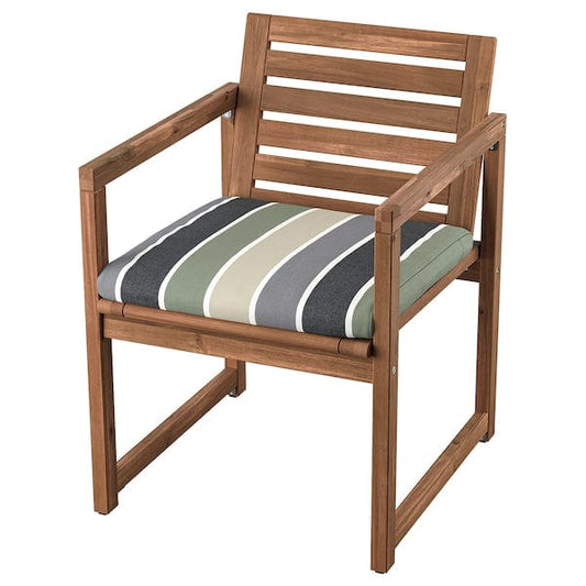 Ikea NÄMMARÖ - Garden chair with armrests, mottled light brown/Frösön/Duvholmen striped pattern