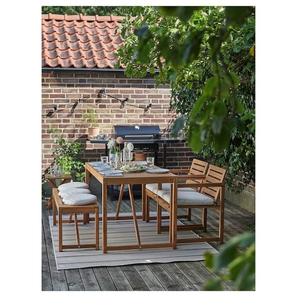 NÄMMARÖ - Chair with armrests, outdoor, light brown stained - best price from Maltashopper.com 90511105