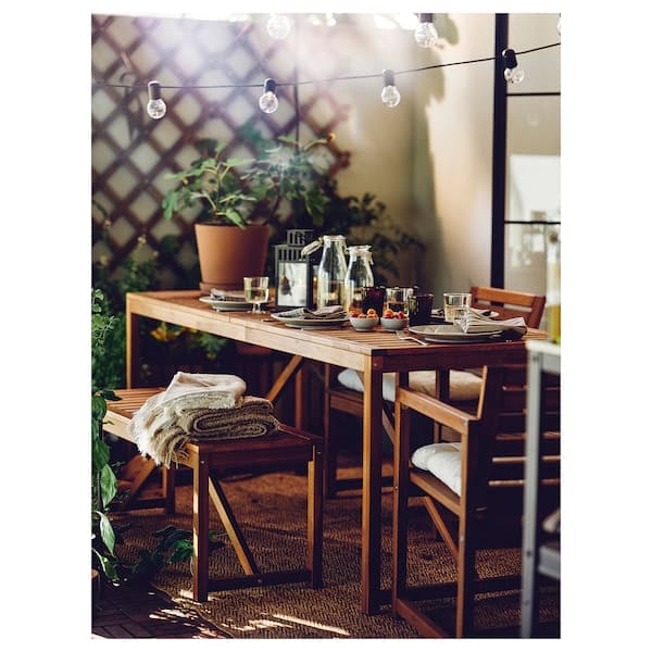 NÄMMARÖ - Chair with armrests, outdoor, light brown stained - best price from Maltashopper.com 90511105