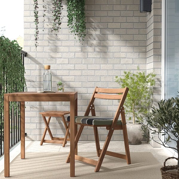 Ikea NÄMMARÖ - Garden chair, folding light brown/Frösön/Duvholmen striped pattern