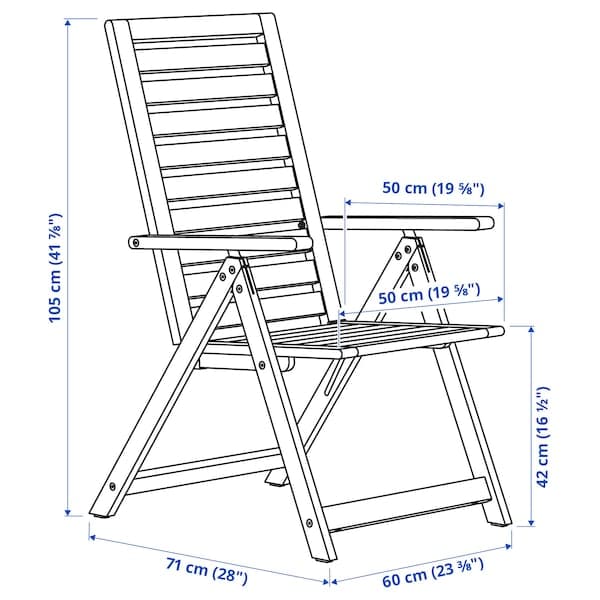 NÄMMARÖ - Reclining chair, outdoor, foldable light brown stained - best price from Maltashopper.com 50510301