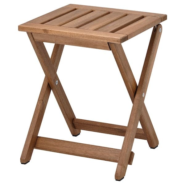 NÄMMARÖ - Stool, outdoor, foldable/light brown stained, 37x45 cm