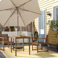 NÄMMARÖ - Table+2 chairs w armrests, outdoor, light brown stained, 75 cm - best price from Maltashopper.com 19544577