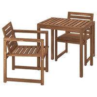 NÄMMARÖ - Table+2 chairs w armrests, outdoor, light brown stained, 75 cm - best price from Maltashopper.com 19544577