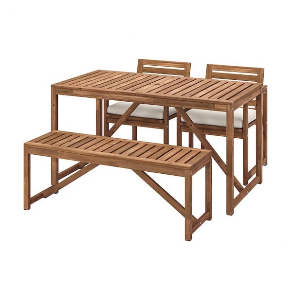 NÄMMARÖ - Garden table+2 chairs+bench, mordant light brown/Frösön/Duvholmen beige ,