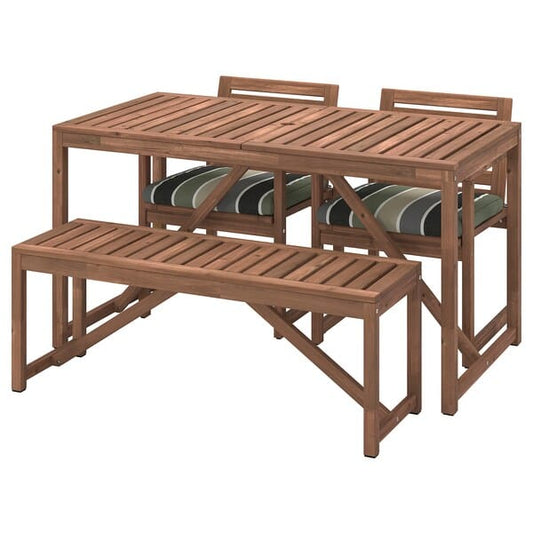 Ikea NÄMMARÖ - Garden table+2 chairs+bench, mordant light brown/Frösön/Duvholmen striped pattern