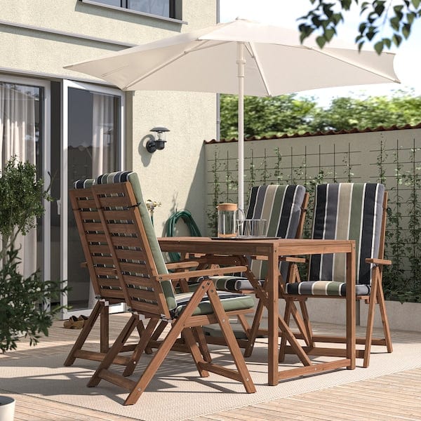 Ikea NÄMMARÖ - Table+4 relaxing chairs, garden, mordant light brown/Frösön/Duvholmen striped pattern
