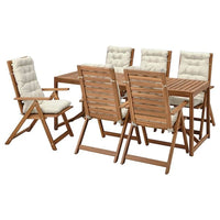 NÄMMARÖ - Table+6 relaxing chairs, garden, mordant light brown/Kuddarna beige , - best price from Maltashopper.com 89491212