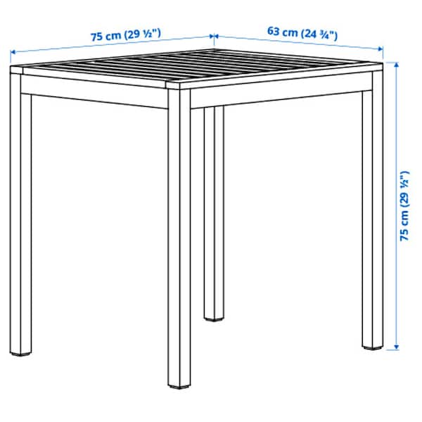 Ikea NÄMMARÖ - Table, outdoor, light brown stained, 75x63 cm