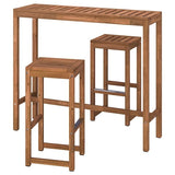 NÄMMARÖ bar table and 2 bar stools, outdoor, light brown stained, 120x40 cm