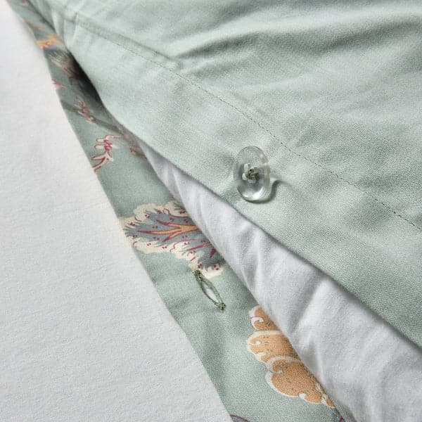 NÄSSELKLOCKA - Duvet cover and 2 pillowcases, light grey-green/multicolour, 240x220/50x80 cm - best price from Maltashopper.com 70518513