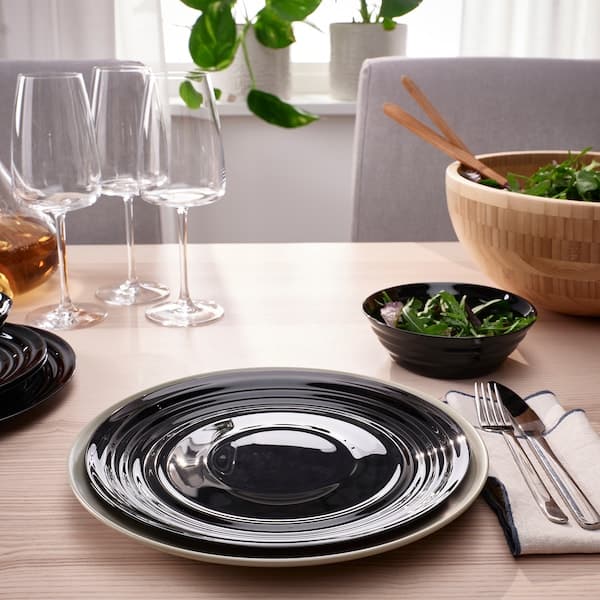 Ikea NÄTBARB - Plate, black, 24 cm