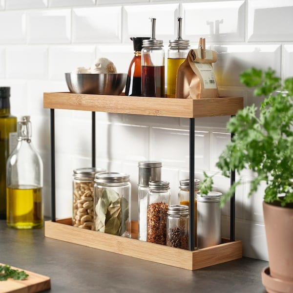 Ikea NÅLBLECKA - Kitchen countertop organiser, metal/bamboo, 38x13x28 cm