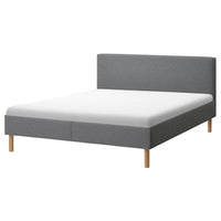 NARRÖN - Upholstered bed frame, grey, 160x200 cm - best price from Maltashopper.com 50556105