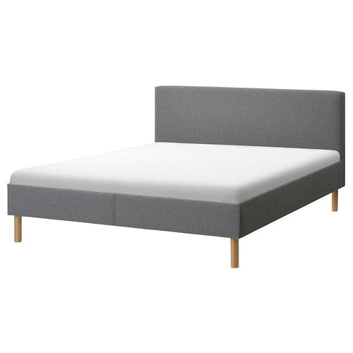 NARRÖN - Upholstered bed frame, grey, 160x200 cm