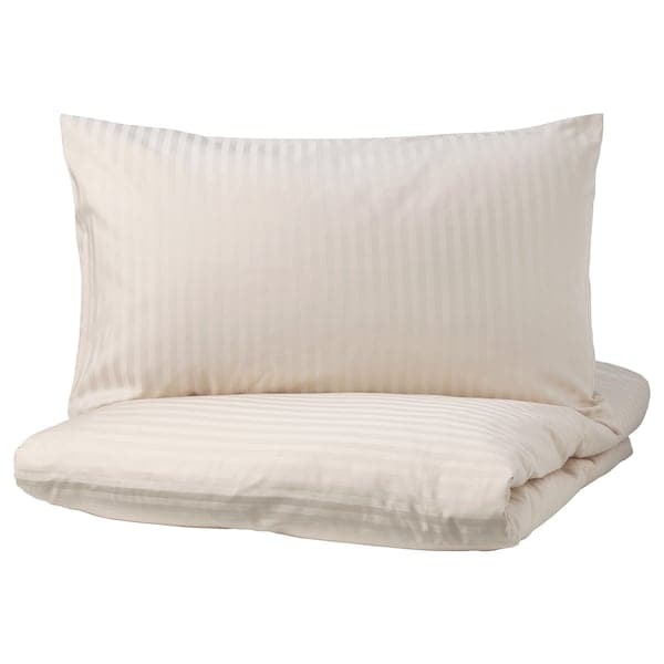 Ikea NATTJASMIN - Duvet cover and 2 pillowcases, light beige, 240x220/50x80 cm