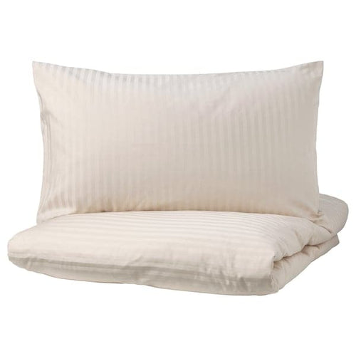 NATTJASMIN - Duvet cover and 2 pillowcases, light beige, 240x220/50x80 cm