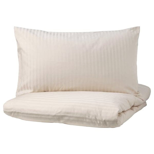 Ikea NATTJASMIN - Duvet cover and pillowcase, light beige, 150x200/50x80 cm