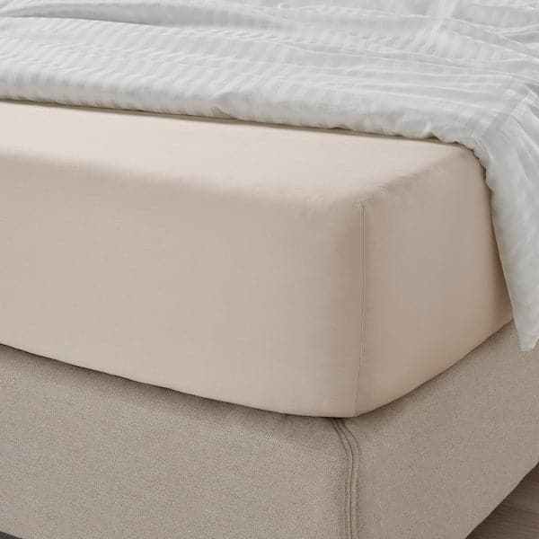 NATTJASMIN - Sheet with corners, light beige, 160x200 cm , - best price from Maltashopper.com 00442734