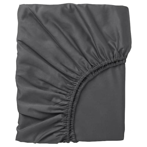 NATTJASMIN - Fitted sheet, dark grey , 140x200 cm