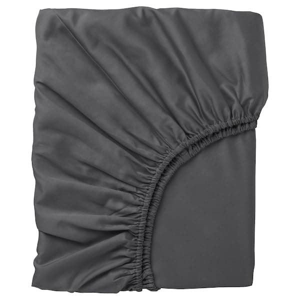 NATTJASMIN - Fitted sheet, dark grey , 160x200 cm