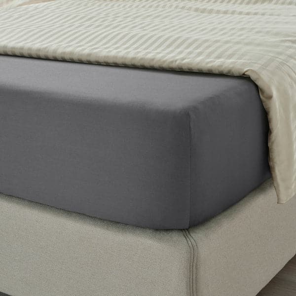 Ikea NATTJASMIN - Fitted sheet, dark grey , 140x200 cm