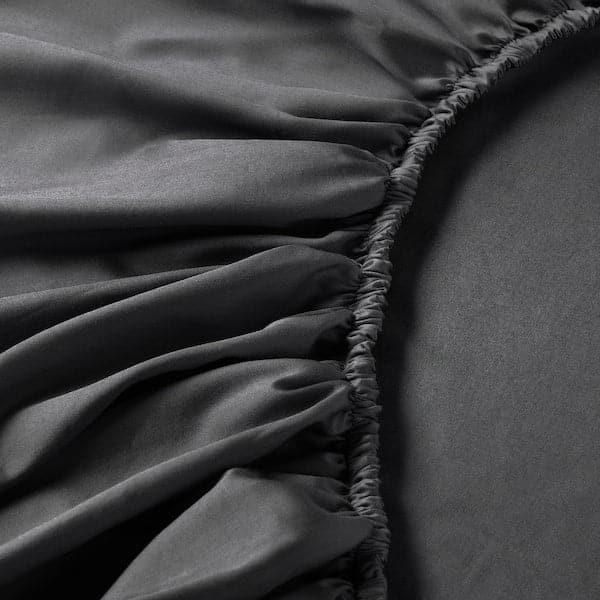 Ikea NATTJASMIN - Fitted sheet, dark grey , 160x200 cm