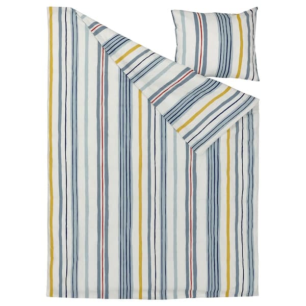 NATTSLÄNDA - Duvet cover and pillowcase, stripe pattern/multicolour, 150x200/50x80 cm - best price from Maltashopper.com 60508005