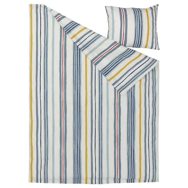 Ikea NATTSLÄNDA - Duvet cover and pillowcase, stripe pattern/multicolour, 150x200/50x80 cm