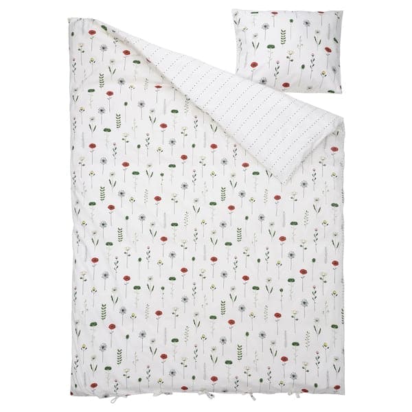 Ikea NATTSLÄNDA - Duvet cover and pillowcase, floral pattern multicolour, 150x200/50x80 cm