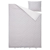 NATTSLÄNDA - Duvet cover and pillowcase, floral pattern grey/white, 150x200/50x80 cm - best price from Maltashopper.com 70508024