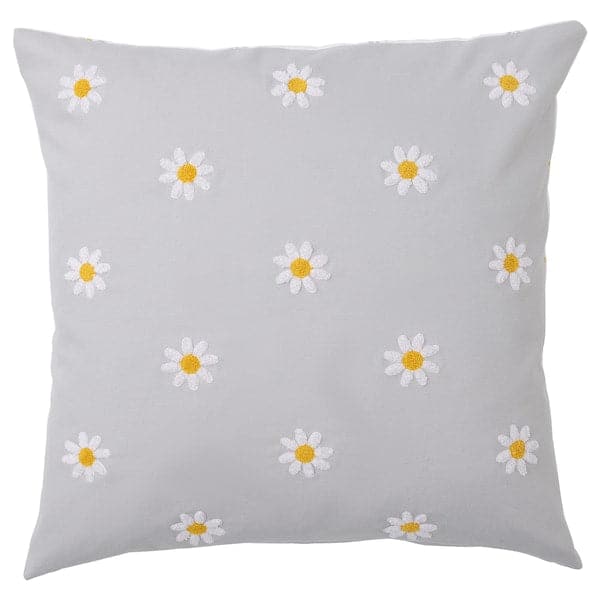 Ikea NATTSLÄNDA - Cushion cover, floral pattern grey/white, 50x50 cm