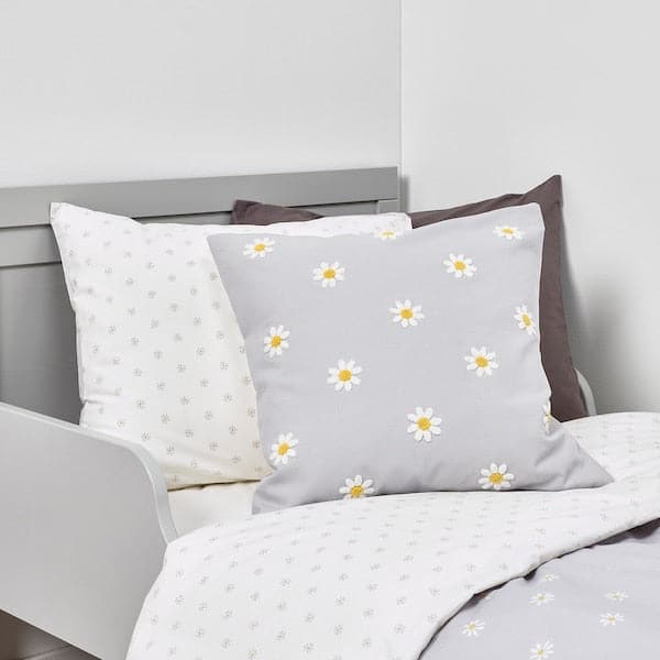Ikea NATTSLÄNDA - Cushion cover, floral pattern grey/white, 50x50 cm
