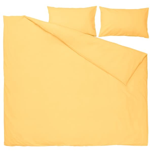 NATTSVÄRMARE - Duvet cover and 2 pillowcases, yellow, 240x220/50x80 cm - best price from Maltashopper.com 00529322