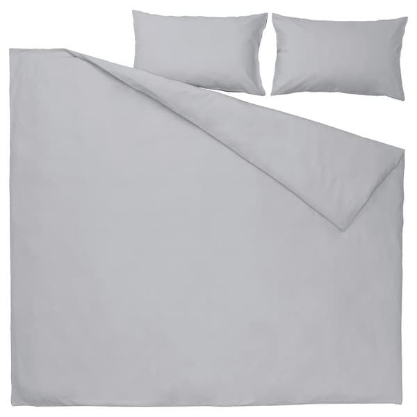 NATTSVÄRMARE - Duvet cover and 2 pillowcases, light grey, 240x220/50x80 cm - best price from Maltashopper.com 20529321
