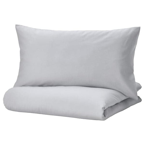 NATTSVÄRMARE - Duvet cover and pillowcase, light grey, 150x200/50x80 cm