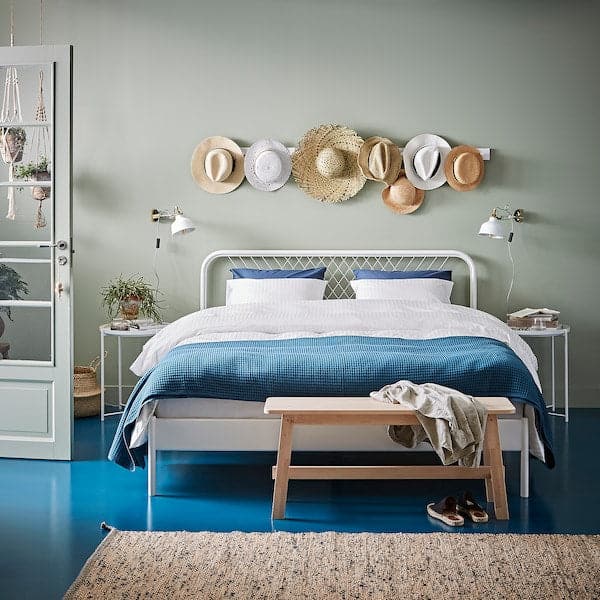 Ikea NESTTUN Bed frame, white/Lindbåden, 140x200 cm