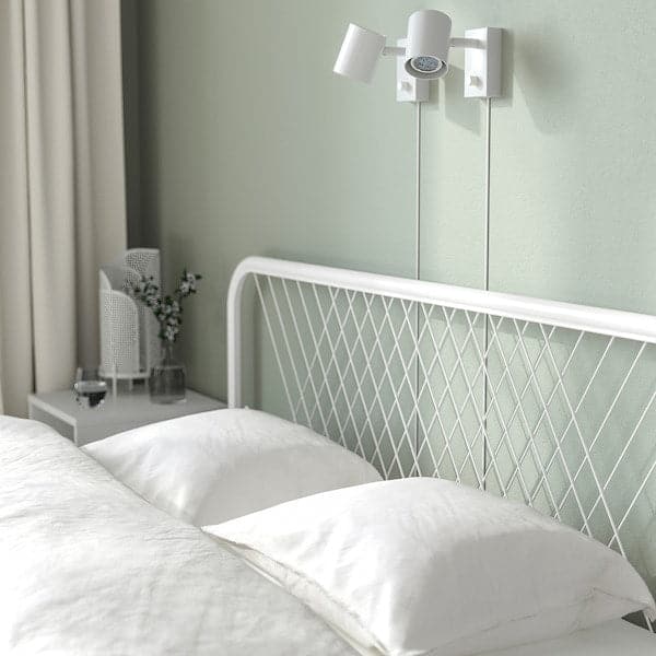 NESTTUN Bed frame, white/Lindbåden, 160x200 cm - Premium Furniture from Ikea - Just €349.99! Shop now at Maltashopper.com