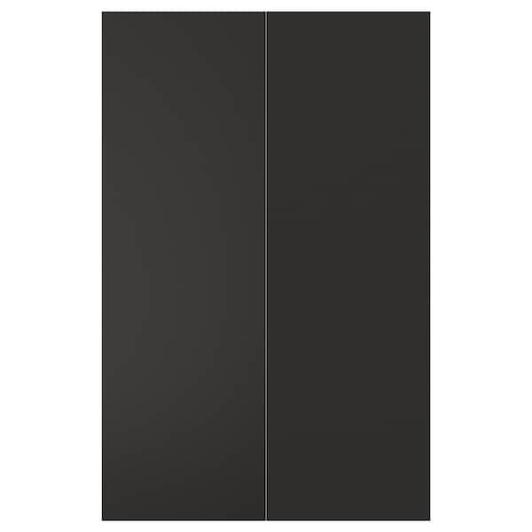 NICKEBO - 2-p door f corner base cabinet set, matt anthracite, 25x80 cm