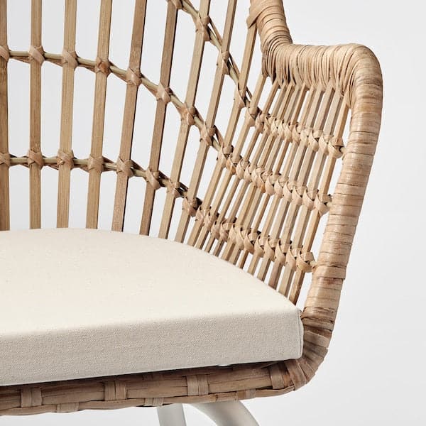 NILSOVE / NORNA - Chair with cushion, white rattan / Laila natural , - best price from Maltashopper.com 19304006