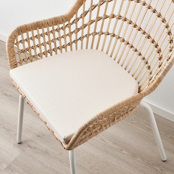 NILSOVE / NORNA - Chair with cushion, white rattan / Laila natural , - Premium  from Ikea - Just €141.99! Shop now at Maltashopper.com