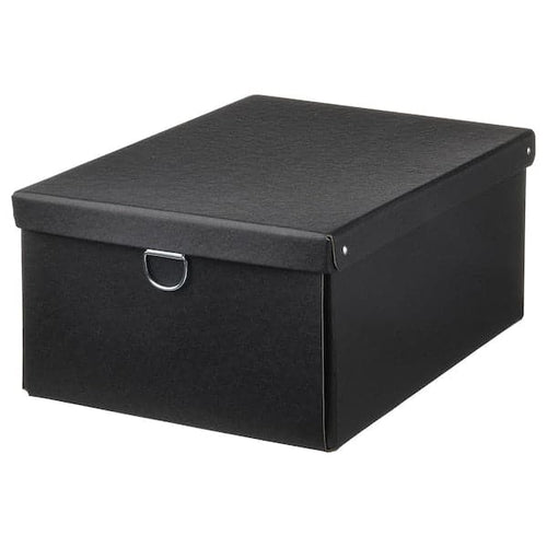 NIMM - Storage box with lid, black, 25x35x15 cm
