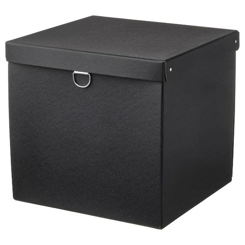 NIMM - Storage box with lid, black, 32x30x30 cm